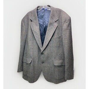 PENDLETON Blue Gray Brown Tweed Wool Blazer Mens 46  Elbow Patches USA